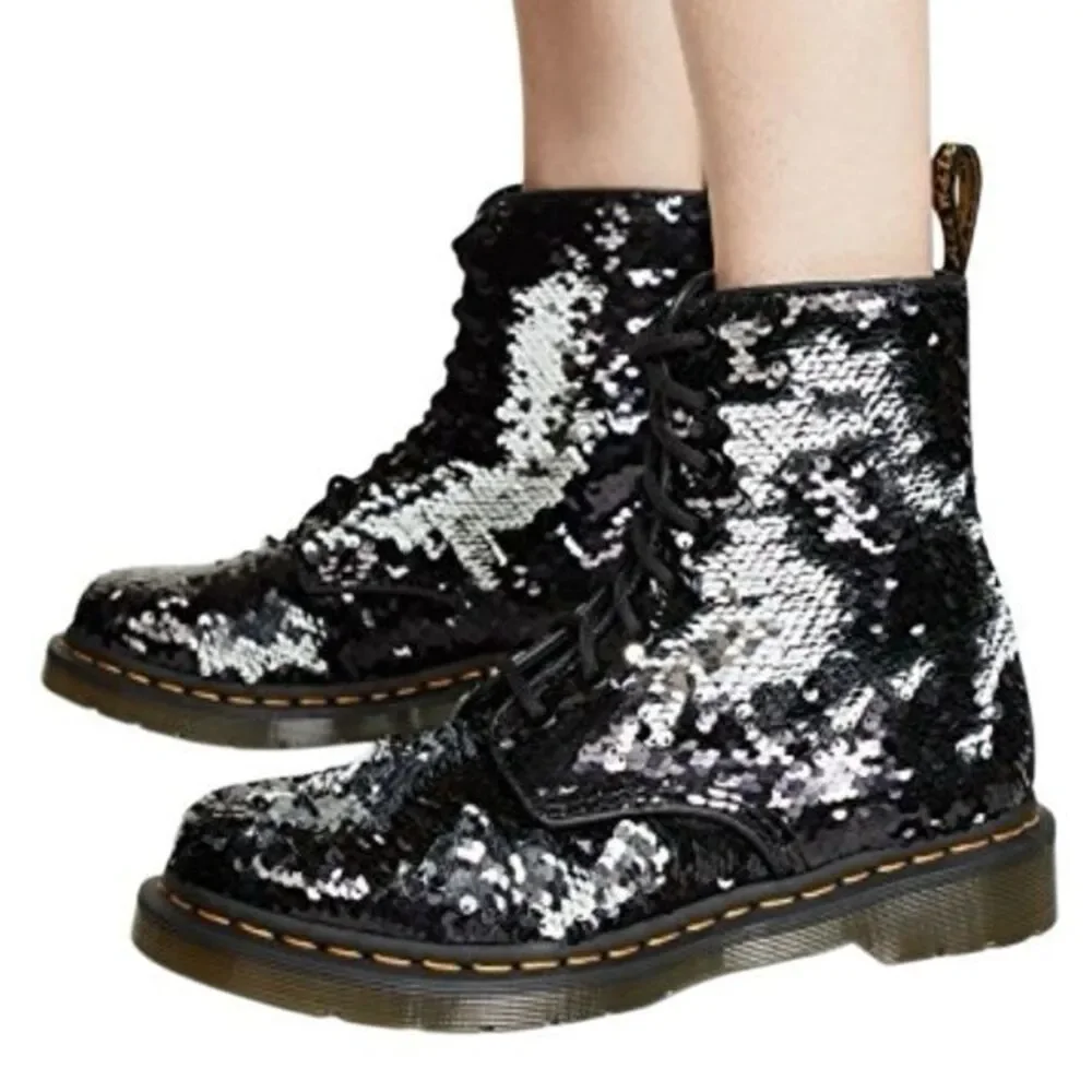 Dr Martens 1460 Pascal Reversible Sequin Black Boots kids size 5